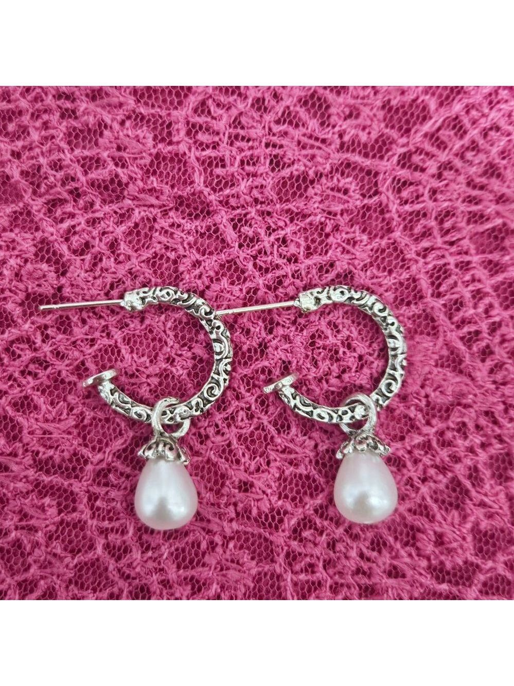 Vintage Style Faux Turquoise Pearl Dangle Earrings